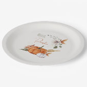 Assiettes En Carton Rustique Automne Aquarelle Bonjour Citrouille (Angle)