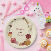 Assiettes En Carton Rustique Automne Floral Citrouille Mariage (Fête)