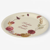 Assiettes En Carton Rustique Automne Floral Citrouille Mariage (Angle)