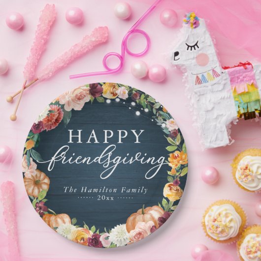 Assiettes En Carton Rustique Automne Floral Friendsgiving Dîner (Fête)