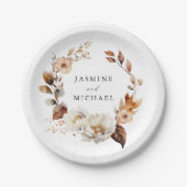 Assiettes En Carton Rustique Automne Floral Mariage (Devant)