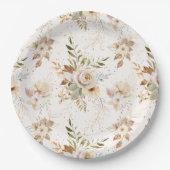 Assiettes En Carton Rustique Automne Rose Aquarelle Botanique (Devant)