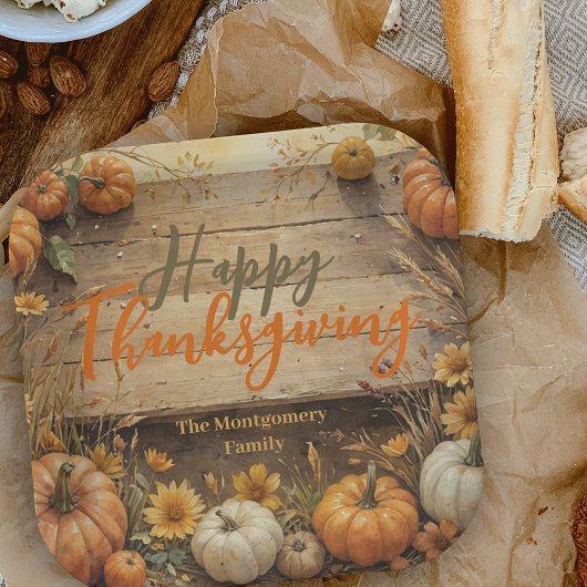 Assiettes En Carton Rustique Automne Style Ferme Thanksgiving