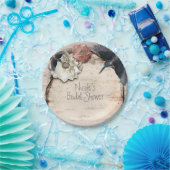 Assiettes En Carton Rustique Blanc Birch Floral & Hummingbird Élégant (Fête)