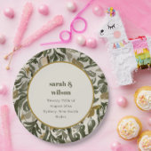 Assiettes En Carton Rustique Boho Retro Arch Mariage botanique vert (Fête)