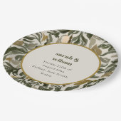 Assiettes En Carton Rustique Boho Retro Arch Mariage botanique vert (Angle)