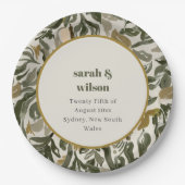 Assiettes En Carton Rustique Boho Retro Arch Mariage botanique vert (Devant)