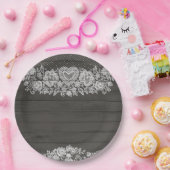 Assiettes En Carton Rustique Bois & Blanc Dentelle Élégant Fête de Sty (Fête)