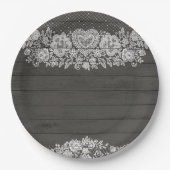 Assiettes En Carton Rustique Bois & Blanc Dentelle Élégant Fête de Sty (Devant)