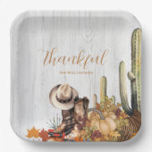Assiettes En Carton Rustique Bois Occidental Thanksgiving Dîner (Recto)