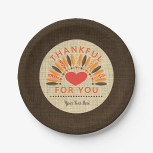 Assiettes En Carton Rustique Burlap MERCI POUR VOUS Personnalisé