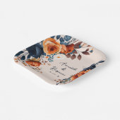 Assiettes En Carton Rustique Burnt Orange et Mariage bleu (Angulaire)