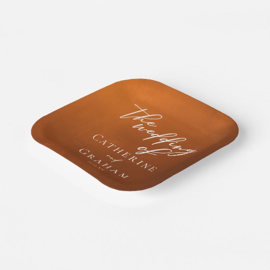 Assiettes En Carton Rustique Burtic Orange Typographie Mariage d'autom (Angulaire)