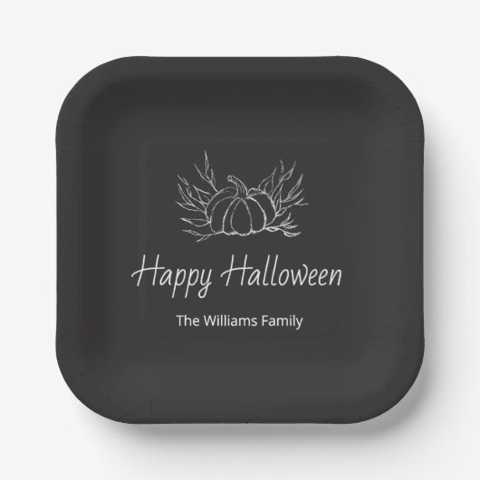 Assiettes En Carton Rustique Chalkboard Halloween Party Simple Citroui (Recto)