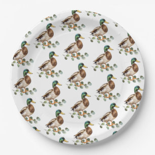Assiettes En Carton Rustique Chic Aquarelle Mallard Canard