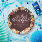 Assiettes En Carton Rustique Chic Fleurs d'Automne Thanksgiving Diner  (Fête)