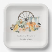 Assiettes En Carton Rustique Citrouille de chute Mariage de roue flora (Recto)