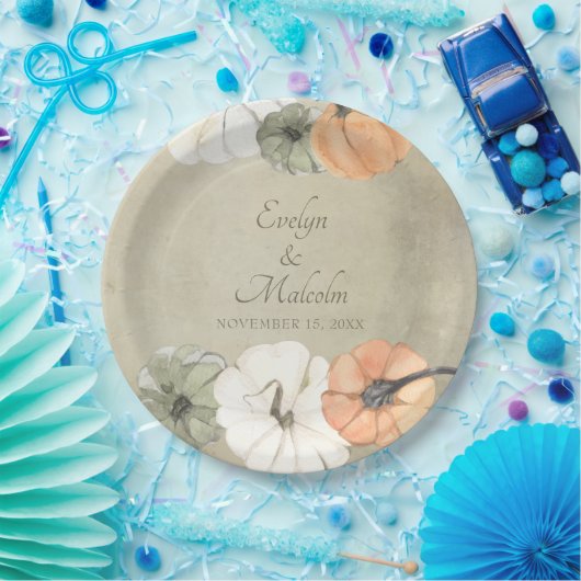 Assiettes En Carton Rustique Citrouilles d'automne Mariage personnalis (Fête)
