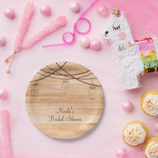 Assiettes En Carton Rustique Country Wood & Mason Jars Barn Mariage (Fête)