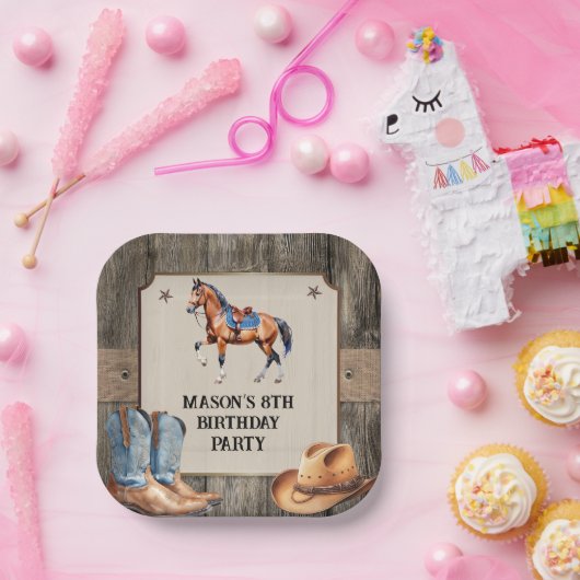 Assiettes En Carton Rustique Cowboy Horseback équitation fête d'annive (Fête)