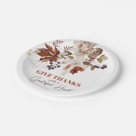 Assiettes En Carton Rustique Donner Merci Automne Plaque de papier Flo (Angle)