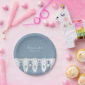 Assiettes En Carton Rustique Dusty bleu blanc crâne de vache Motif Mar (Fête)