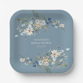 Assiettes En Carton Rustique Dusty Blue Fleurs sauvages & Daisies Douc (Recto)