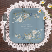 Assiettes En Carton Rustique Dusty Blue Fleurs sauvages & Daisies Douc