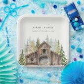 Assiettes En Carton Rustique Elegant Pine Woods Forest Barnyard Mariag (Fête)