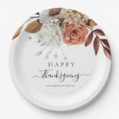 Assiettes En Carton Rustique Feuilles d'automne Bon thanksgiving (Devant)