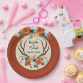 Assiettes En Carton Rustique Floral Antlers BOHO Mariage (Fête)