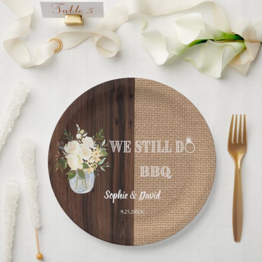 Assiettes En Carton Rustique Floral Burlap Grange NOUS FAISONS TOUJOUR (Mariage)