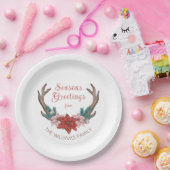 Assiettes En Carton Rustique Floral Noël Antlers Joyeuses Fêtes (Fête)