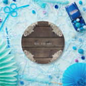 Assiettes En Carton Rustique Grange Bois & dentelle Réception de maria (Fête)