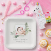 Assiettes En Carton Rustique Green Eucalyptus Fern Foliage Photo Baptê (Fête)