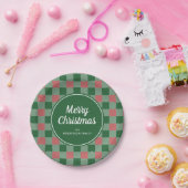 Assiettes En Carton Rustique Green Plaid Joyeux Noël (Fête)