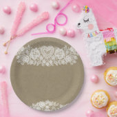 Assiettes En Carton Rustique Kraft & dentelle ferme Grange Chic (Fête)