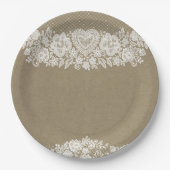 Assiettes En Carton Rustique Kraft & dentelle ferme Grange Chic (Devant)