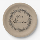Assiettes En Carton Rustique Kraft Donnez Merci Thanksgiving Plaque en (Devant)