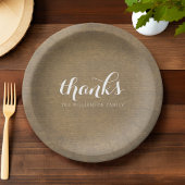 Assiettes En Carton Rustique Kraft Print - Merci Famille Thanksgiving