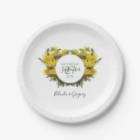 Assiettes En Carton Rustique Mariage Acacia Wattle (Devant)