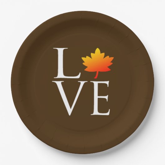 Assiettes En Carton Rustique Mariage de automne Love Orange Maple Leaf (Devant)