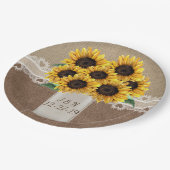 Assiettes En Carton Rustique Mariage de grange bois Mason Jar Sunflowe (Angle)