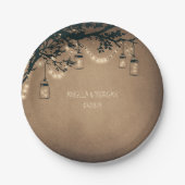 Assiettes En Carton Rustique Mason Jar Lights Tree Mariage (Devant)