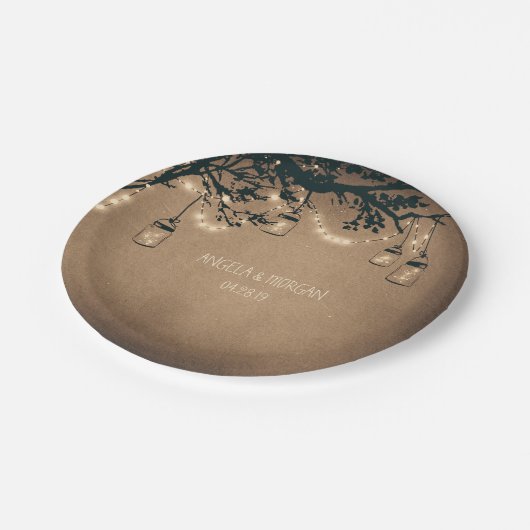 Assiettes En Carton Rustique Mason Jar Lights Tree Mariage (Angle)