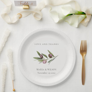 Assiettes En Carton Rustique minima Olivier Branche Mariage Merci