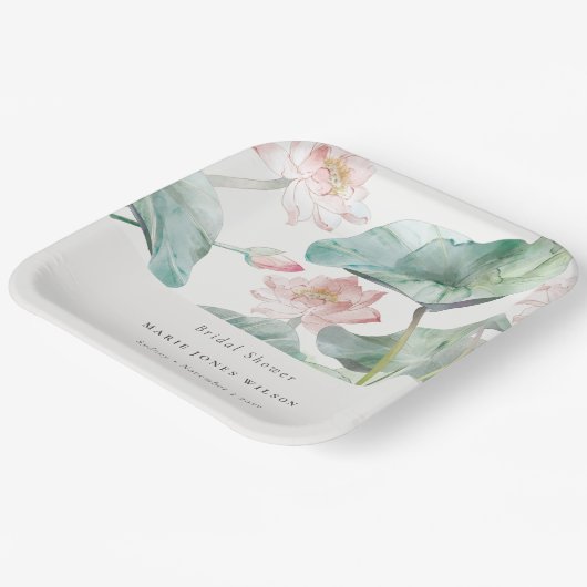 Assiettes En Carton Rustique moderne Pastel Blush Nénuphar Fête des ma (Angulaire)