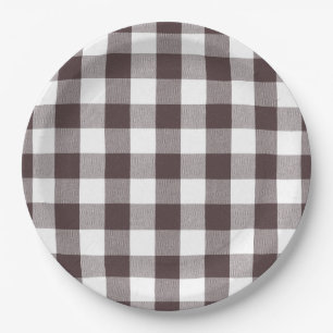 Assiettes En Carton Rustique Neutre Brown Blanc En vichy Buffalo Plaid