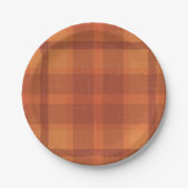 Assiettes En Carton Rustique Orange Automne Plaid Tartan (Devant)