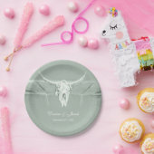 Assiettes En Carton Rustique Pastel Sage Vert Blanc Vache Occidentale  (Fête)